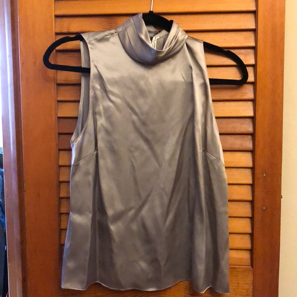 Grey silk going out top